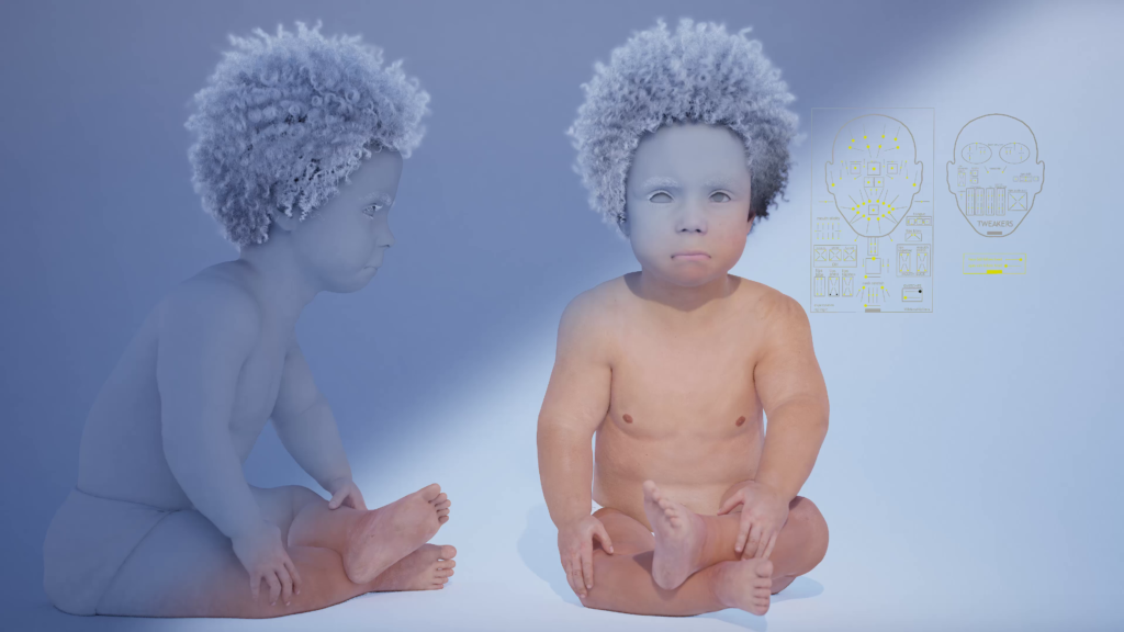 Baby digital double rigging and animation
